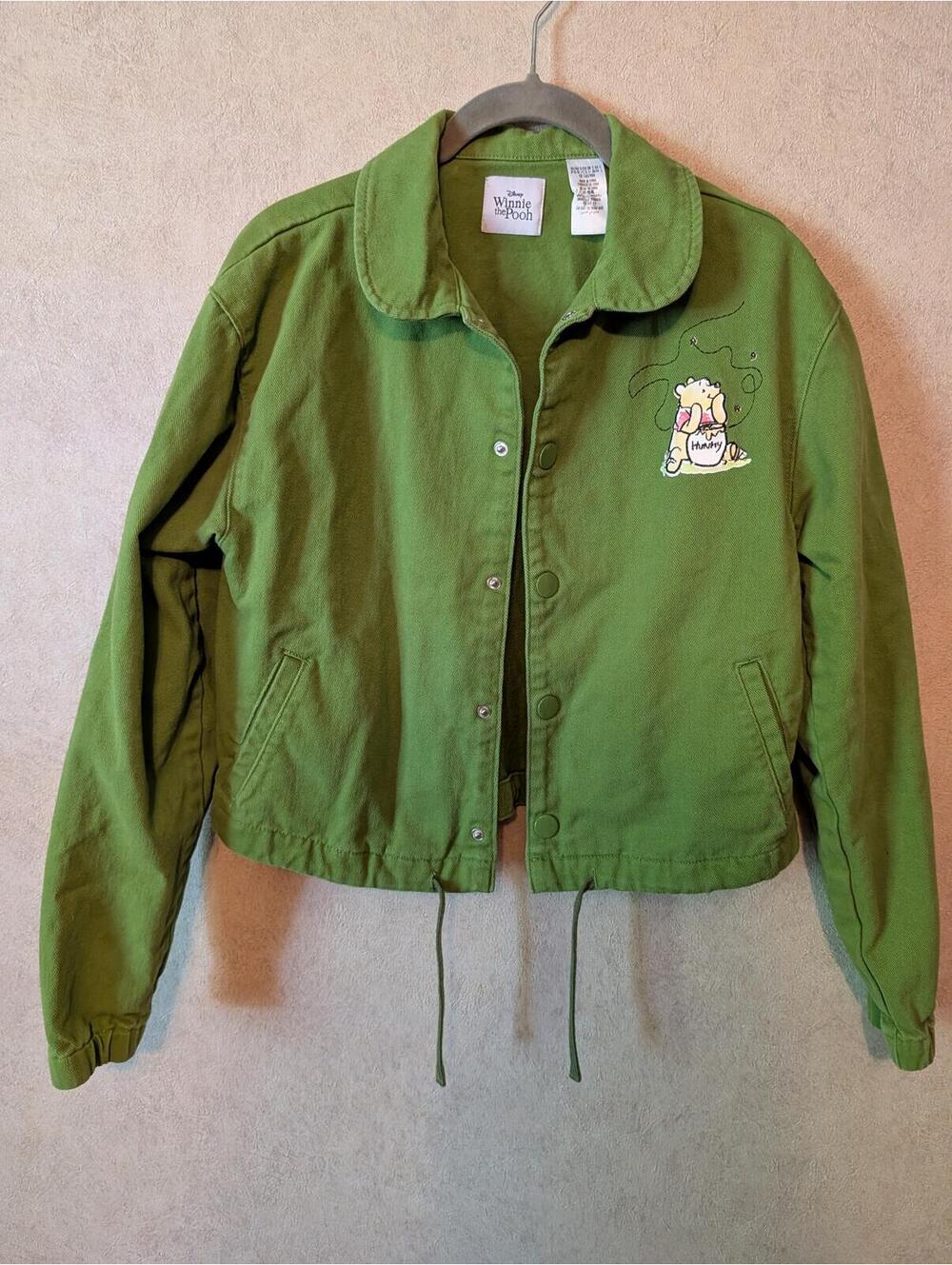 WINNIE THE POOH Disney green cropped jacket sz S
